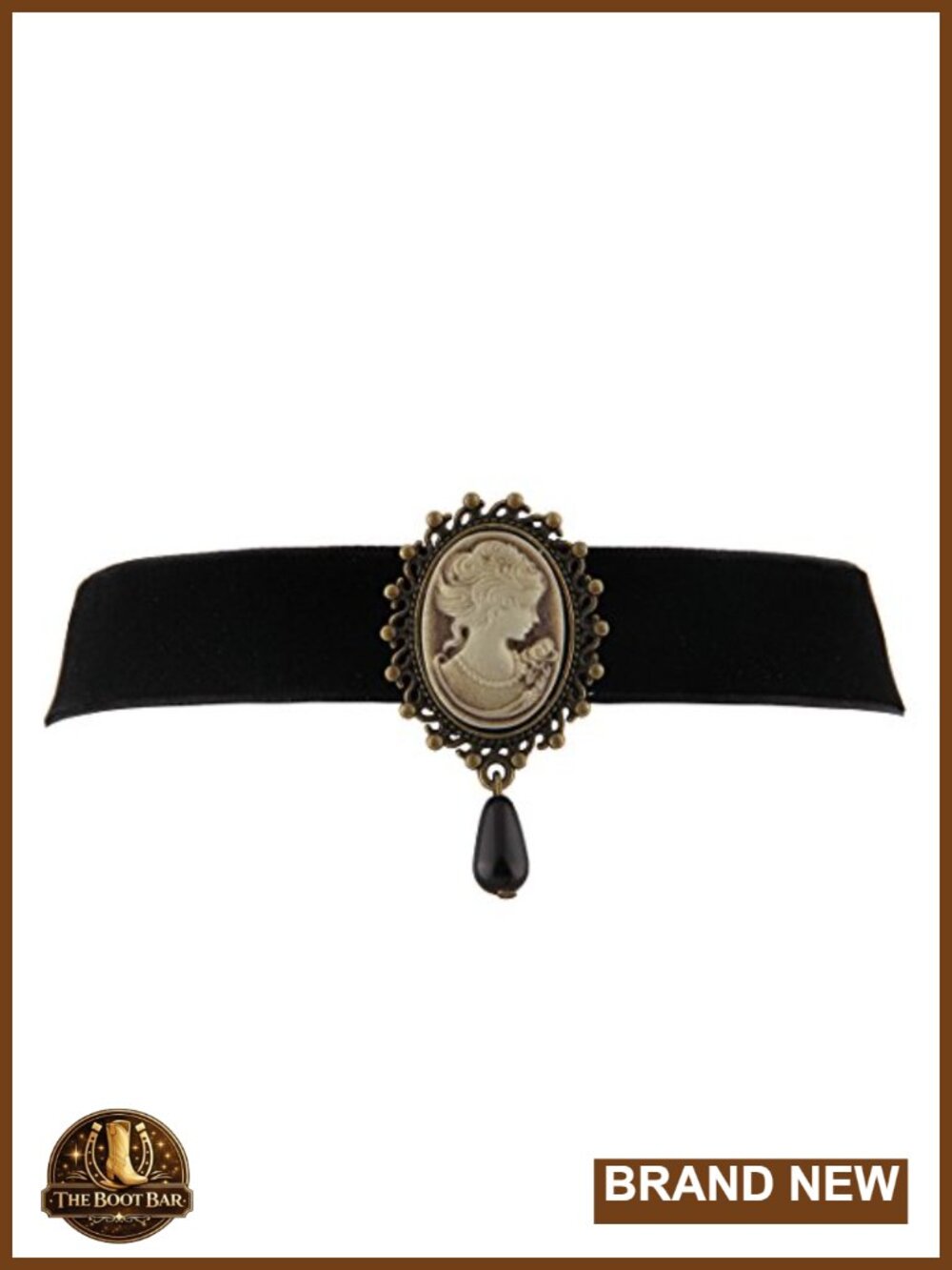 Victorian Cameo Pearl Bead Velvet Choker Necklace Alloy Lace Costume Jewelry